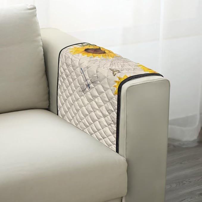 Sunflower Couch Arm Covers Stretch Armchair Cover, Anti-Stains Arm Chair Slipcover Washable Sofa Arm Covers Furniture Protector Cover Office Chair Armrest Protector