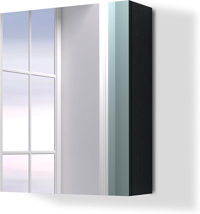 20x16 inch Bathroom Wall Cabinet, Saver Storage Cabinet, Medicine Cabinet with 1 Door and Adjustable Shelves, Black（Assembly Required）