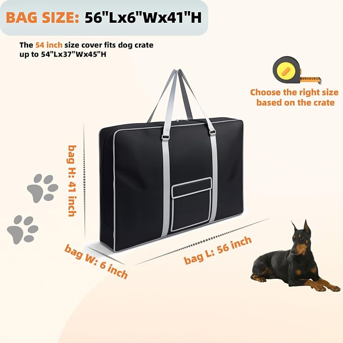 Large Dog Crate Bag for Storage & Travel, Carrying Case Holds Most 54 inch Crates, Also Fits Pet Playpens, Dog Beds & Cat Houses, Durable Waterproof Material
