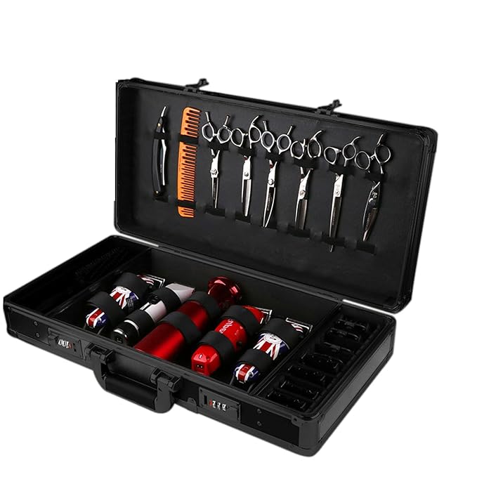 CNCEST Beauty Salon Barber Case,Hair Stylist Tool Kits Organizer,Professional Barber Travel Carry Case for Hair Scissors Tools Hair Stylist Pet Groome,Barber Carrying Case with Code Lock
