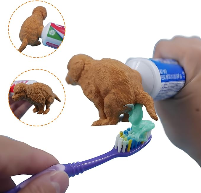 2 PCS Pooping Dog Butt Toothpaste Topper, Hilarious Golden Retriever Cap Dispenser