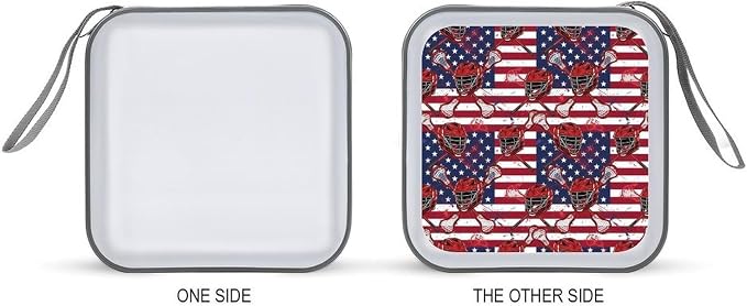 Portable DVD CD Organizer Wallet Lacrosse American Flag, 40-Capacity Hard Case with Strap, Protective Storage Binder for Car Home