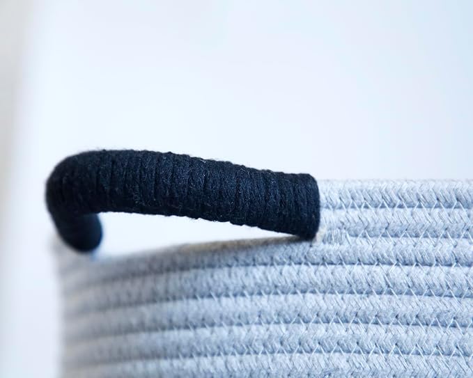 Woof Dog Basket - Cotton Rope Pet Storage Bin With Durable Handles, Large Toy Organizer for Puppies, Perfect for Chew Toys, Blankets and Leashes