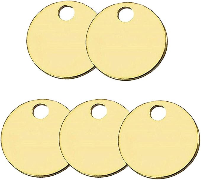 Lucky Line Solid Brass Round Tag - One Hole and 1-1/4 Inch Diameter, 100 Per Box (26012)