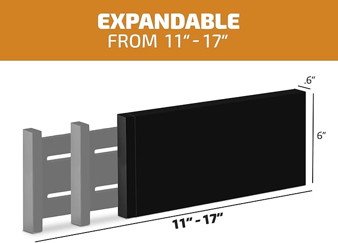 6 Pack Black Drawer Dividers - 6 Inch High for Deep Drawers, Adjustable 11.5 to 17 Inch Expandable Kitchen Drawer Organizer, Spring Loaded Dresser Separator for Clothes, Bedroom, Bathroom, Office