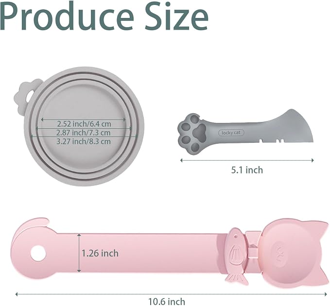 Cat Dog Food Can Lids Spoons，Silicone Pet Food Can Lids | Multi-Function Cat Food Spoon and Opener Cute Paw Shape Opener Spatula Wet Food Spoon for Cats and Dogs (Gray)