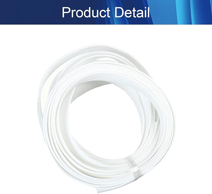 Jutagoss PET Expandable Braided Cable Sleeve, 16.4ft - 5/8 inch White Cable Management Sleeve, Wire Loom Tube Cord Protector for USB Cable, Power Cord, Audio Video and More, 1Pc