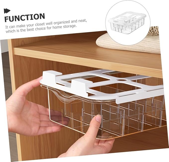 VOSAREA Drawer Organizer Box 15-Grid PET with Lid for Socks