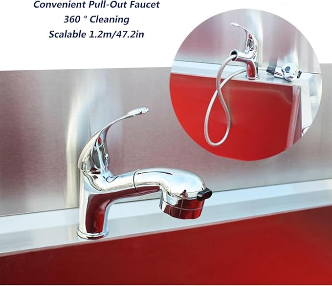 47 Inch Dog Grooming Bathtub Station,Professional Stainless Steel Dog Bathing Station,Wash Shower Sink for Large Dogs,Dog Washing Station,Pet Wash Bath Station,Dog Grooming Tub,Deep 40cm/15.7in