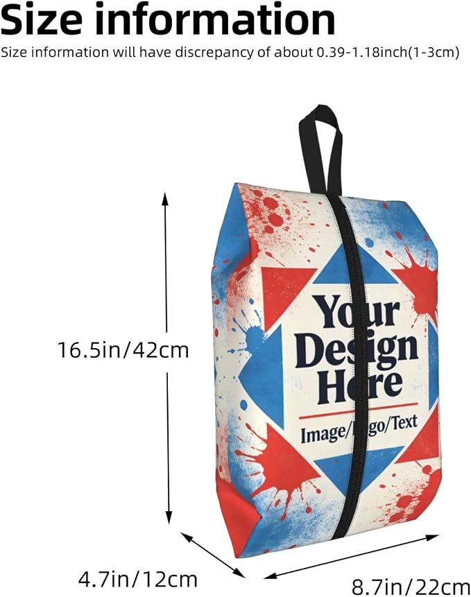 Custom Personalized Travel Shoe Bag for Men & Women, Waterproof Shoe Storage Organizer with Zipper, Portable Shoe Pouch for Sneakers, Heels, Sandals, Gym & Travel Luggage 2PCS