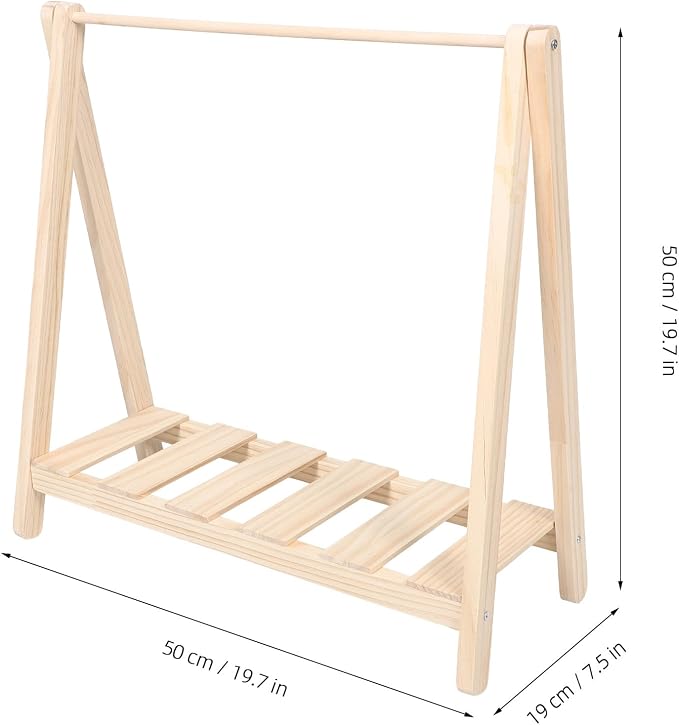 Lurrose Wooden Pet Clothing Rack, for Small Dog and Cat Clothes, 20 Inch | Pet Clothes Display Hanger, For 3.5kg Puppy And Kitten Holds 6-8 Outfits, Easy To Assemble