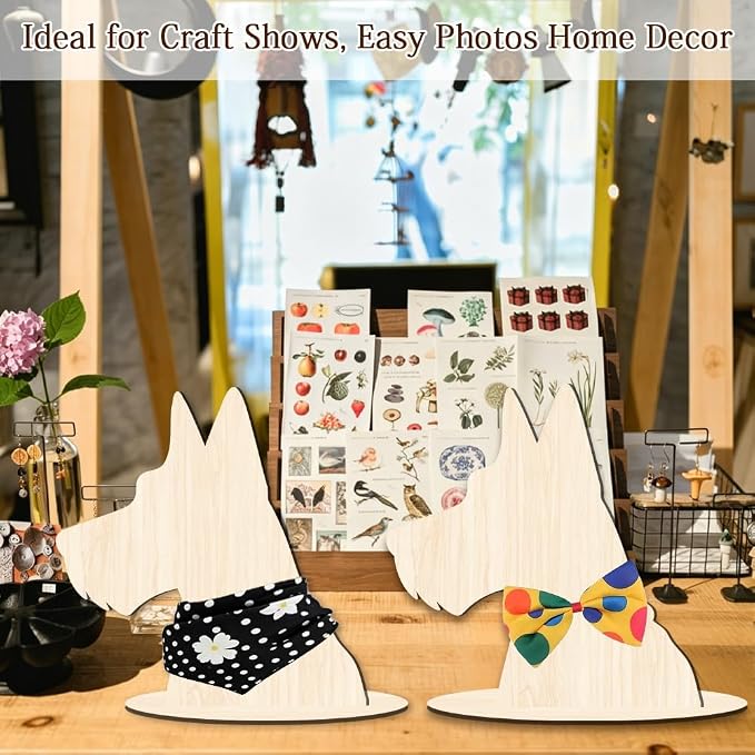 Dog Mannequin for Clothing Scarf Bandana 11.8 x 11.5 x 0.2 Inch Dog Display Stand Wooden Pet Silhouette Display Stand for Pet Stores Shops Window Show Photography Prop Home Decorations