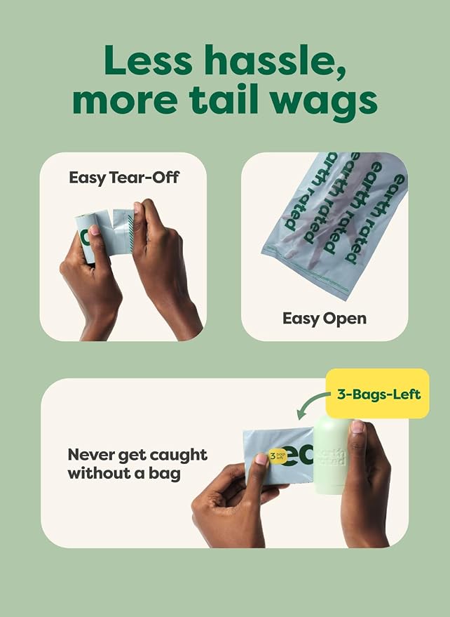Earth Rated Dog Poop Bags on Refill Rolls, 280 Bags, Peach & Lotus | Guaranteed Leak Proof and Extra Thick Waste Bag Refill Rolls