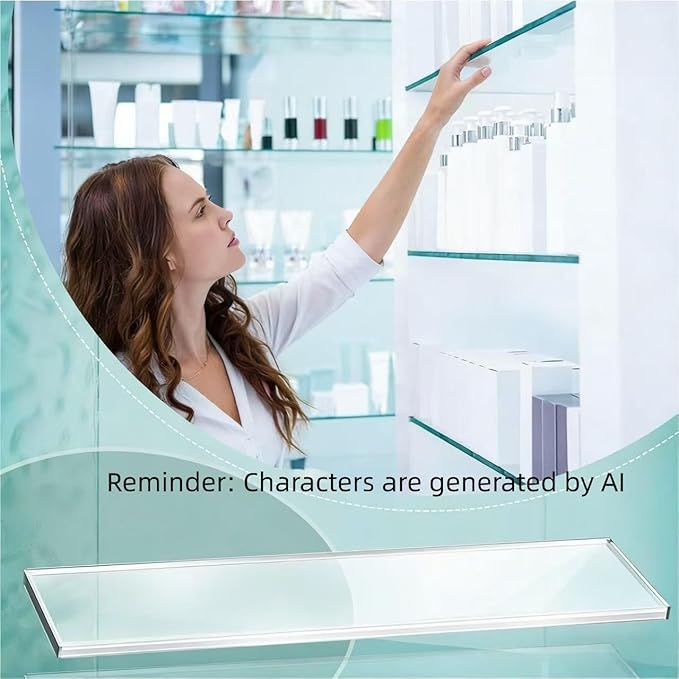 4 Pack 13.2Inch Acrylic Medicine Cabinet Shelves, Medicine Cabinet Shelf Replacement, Clear Storage Rack Organizer, Replacement Shelves for Cabinets, Bathroom Vanity Cabinet Shelf