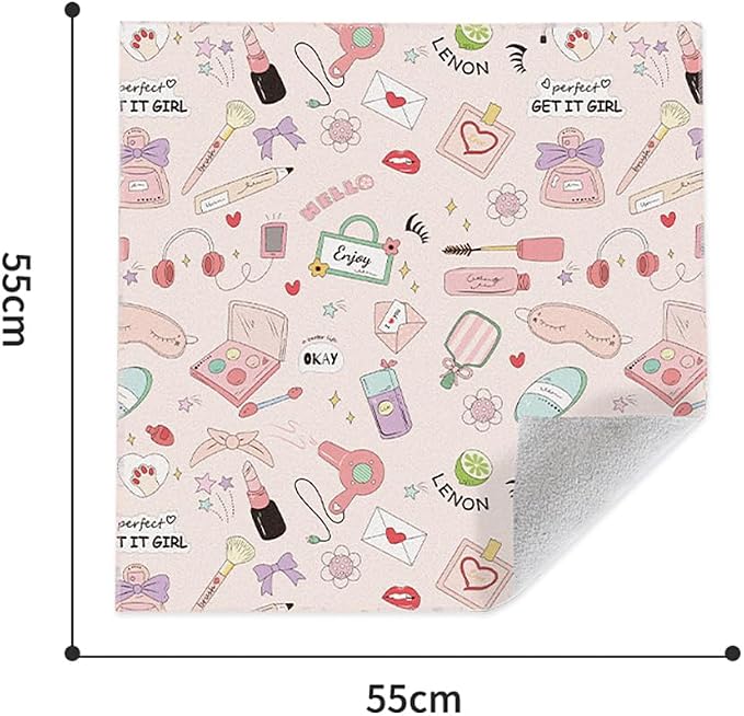 Self-Adhesive Magic Cloth Makeup Bag, Multi-Functional Cosmetic Bag, Portable Make up Wrap for Travel, Open Lay Flat Cosmetic Pouch Storage Organizer for Skincare & Makeup Accessorie (Cute)
