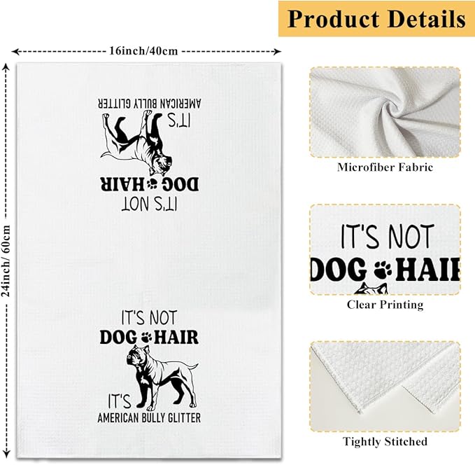 It's Not Dog Hair It's Pit Bull Glitter Kitchen Towels Dish Cloths, Funny Decorative Hand Towel Drying Cloth for Bathroom Baking, Pitbull Gifts for Dog Lover, Friend, Woman, 16x24 Inches -33