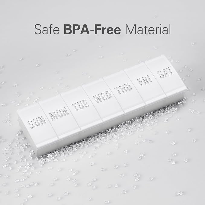 Barhon Pill Organizer Large, Weekly Medicine Pill Organizers, 7 Day Pills Box Case Travel for Big Vitamin Supplements Fish Oil, White