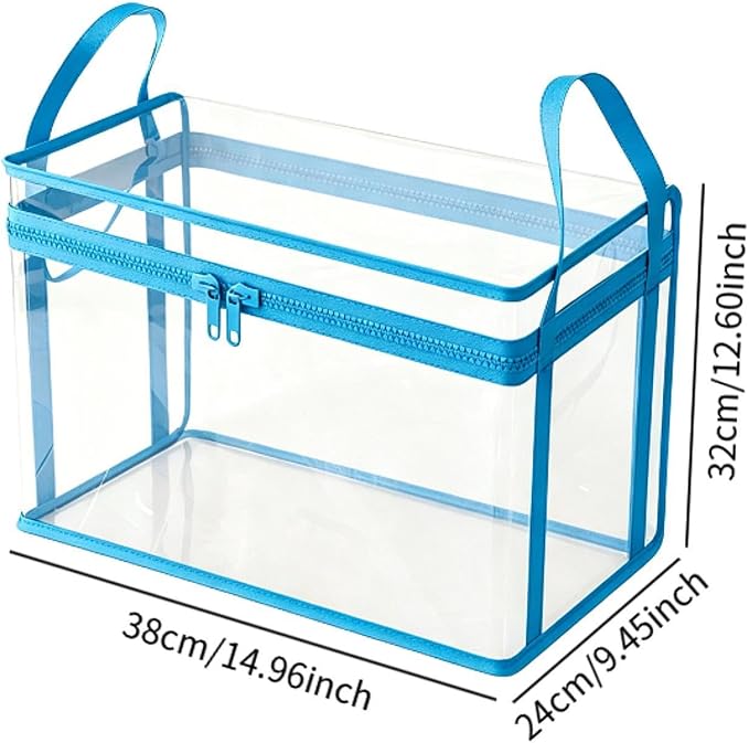 Fenteer Toy Storage Box Plush Toy Holder Stuffed Animal Organizer Clear PVC Display Bin with Secure Zipper Handle Dust Protection Easy Handling Suitable for L, L 38cmx24cmx32cm