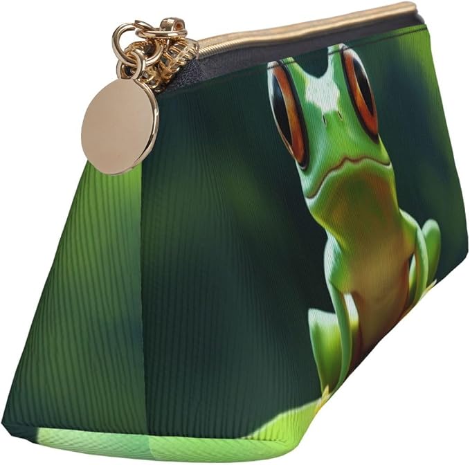 Leather Pen Case with Zipper - Aesthetic Pen Holder Cute Frog Pencil Case for Women & Men - Handcrafted Pencil Bag Multi-Functional Travel Cosmetic Case for Work Office Tool Pouch