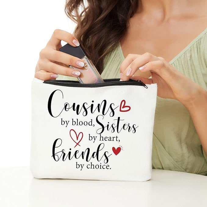 Cousin Gifts Makeup Bag Friends Gifts Cosmetic Bag Travel Toiletry Pouch | Hanksgiving Christmas Graduation Wedding Friendship Birthday Gifts for Women Girls Sisters Cousin Family Cosmetic Pouch