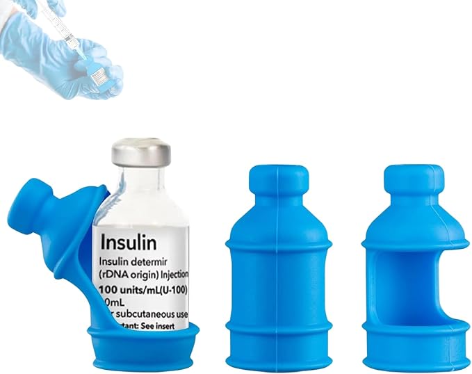 3 Pack Insulin Vial Bottle Protector Sleeve for Diabetic, Silicone Protective Case to Protect Insulin Vial from Breaking, Suitable for 10ml Short Insulin Vials (Blue)