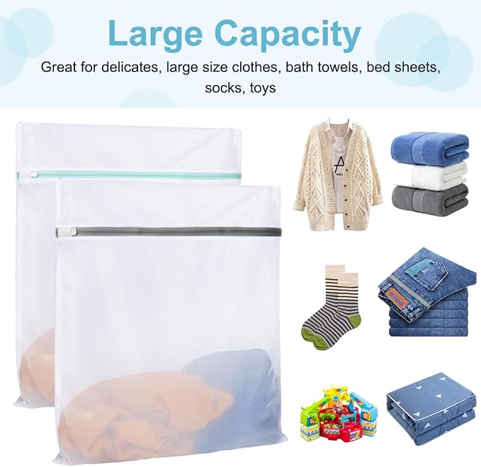 Tenn Well 3Pk 20x23" Mesh Laundry Bags Large Lingerie for Delicates | Large lingerie bags for washing delicates, garments, bath towels, socks, toys, travel