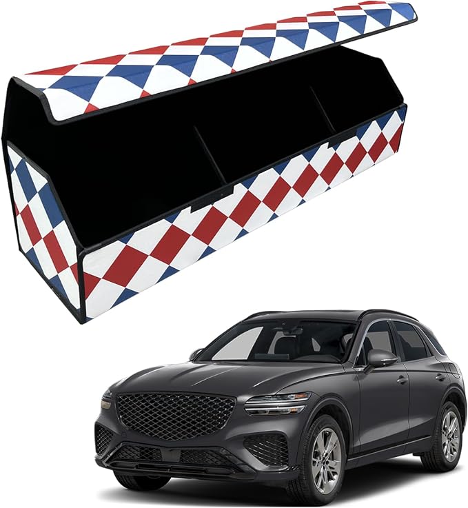 Car Trunk Organizer for For Genesis GV70 - Custom Fit,Easy Installation，Large Space Outdoor Trunk Organizer with Leather,Hook and Loop Fastener,4-Layer Cover,For Genesis GV70 2022-2025