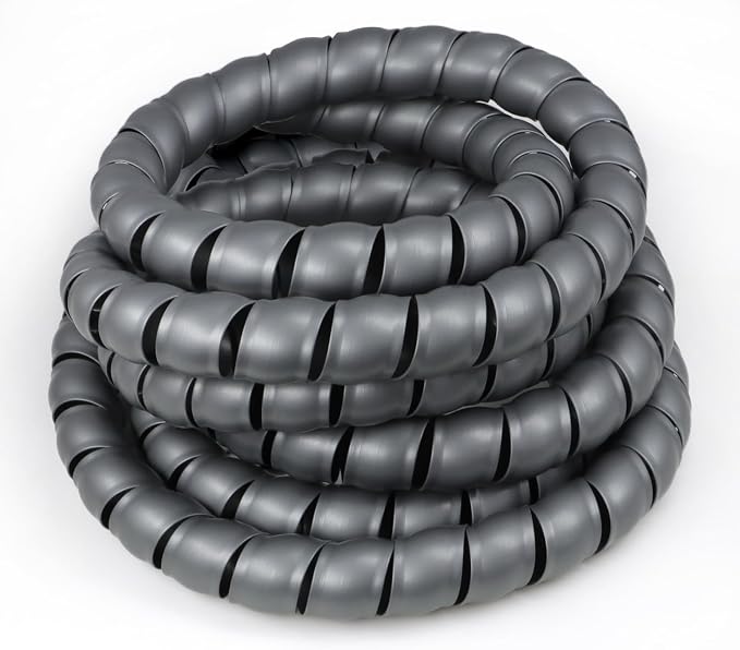 5/16" Spiral Cable Wrap, Plastic Wire Wrap Cord Protectors from Pets No Chew, Spiral Cable Management Sleeve Organizer for Computer Electrical Hydraulic Hose Protector (Grey, 10ft)