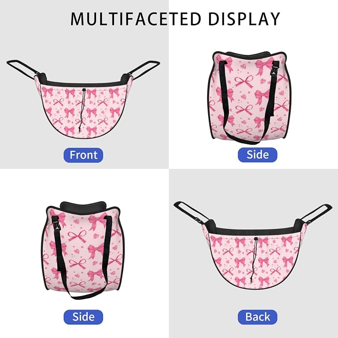 Pink Bow Heart Car Seat Organizer Backseat Storage Bag, Large Waterproof Vehicle Organizer With Adjustable Straps For Gear Essentials, Fits Most Cars