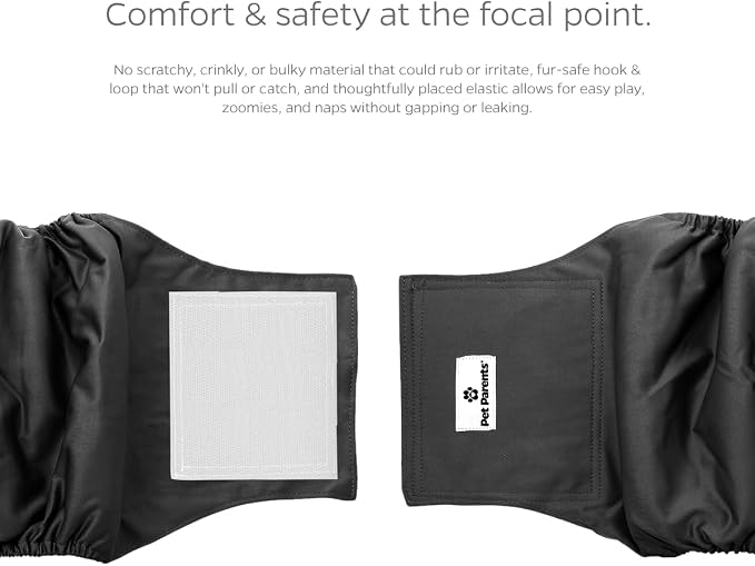 PET Parents Washable Belly Band Male Dog Diapers, Dog Wraps and EXTENDRS, Black, X-Large: 2