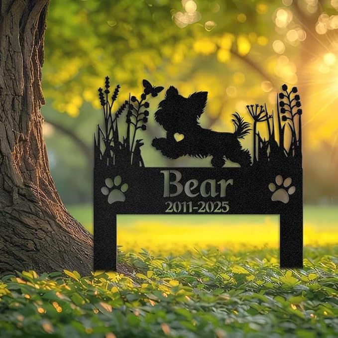 Custom Yorkshire Terrier Memorial Stake, Outdoor Dog Tribute Grave Marker | Pet Memorial Gifts for Dogs, Grave Marker, Grave Decorations for Cemetery, Dog Dad Gifts, Back Yard, Garden Decor