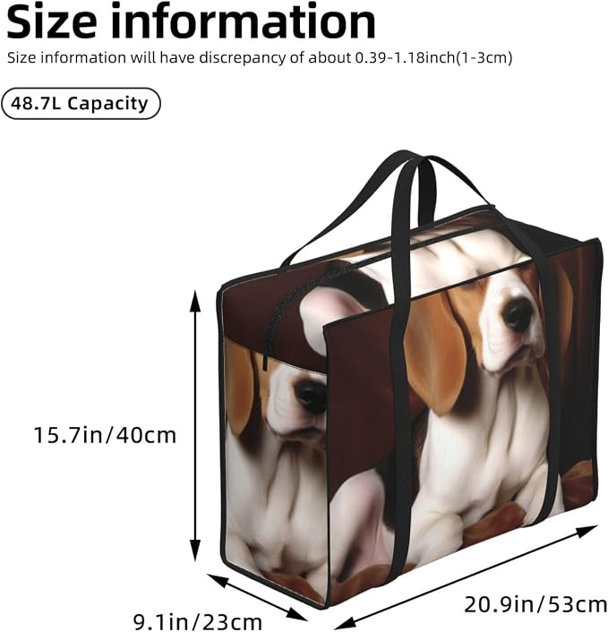 Heavy Duty Storage Tote Zipper Waterproof Large Moving Bag For Space Saving | Lovely Pet Dog Beagle Reusable Storage Bags Durable Moving Boxes For Clothes, Bedding, Laundry & Home Organization