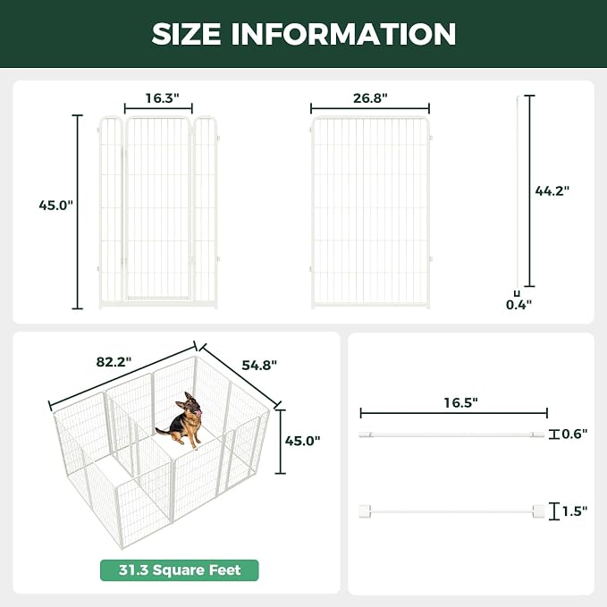 FXW Homeplus Indoor Dog Playpen with Divider Connectors, 45" H, 12 Panels | Calm Indoor Play Area, Two-Zone Layout, For Large Dogs, Patented