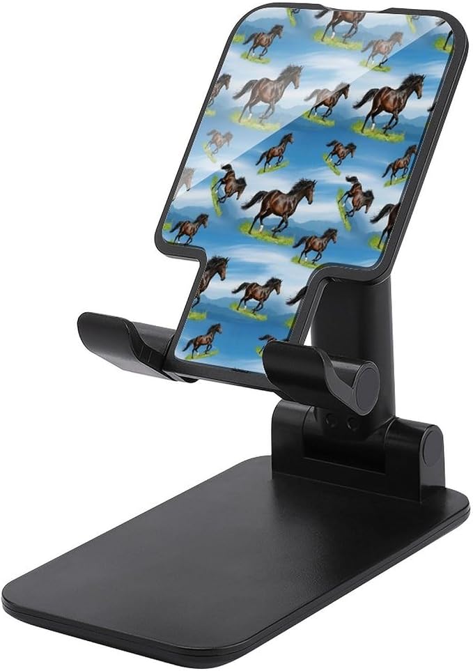Portable Cool Black Horse Animal Print Phone Holder with Non Slip Base