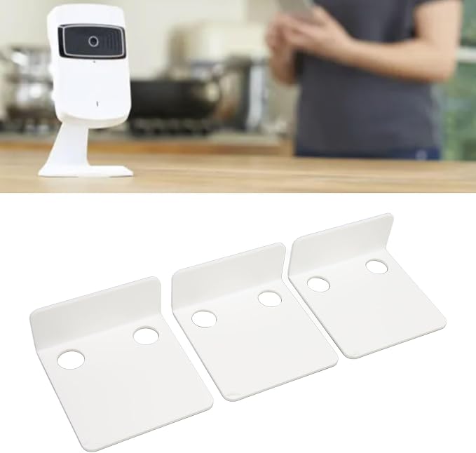lyrlody 3 PCS Small Security Cameras Wall Shelf, Acrylic Floating Shelf with 6 Cable Clips 10 Tapes, No Drill Adhesive for Bedroom Living Room Office (White)