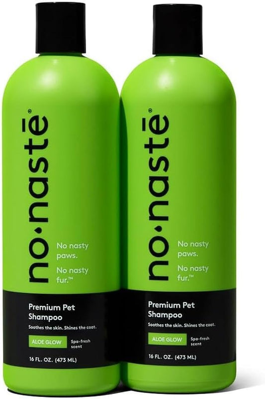 Nonaste Aloe Glow Premium Dog Shampoo (16 Oz, Pack of 2) – Deep-Clean & Odor-Neutralizing Dog Wash with USDA Certified Organic Aloe & Oatmeal | for Sensitive Skin, Soft Shiny Coat, Light Fresh Scent
