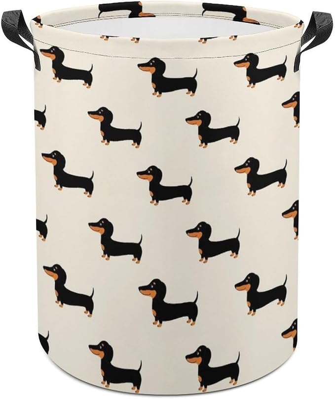 Collapsible Storage Hamper with Handles Doxie Dachshund Weiner Dog Pet, Waterproof Laundry Basket for Clothing, Toys, and Bathroom Use
