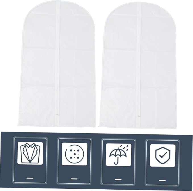 Healifty 2sets Transparent Garment Bags Clothing Covers for Storage Protects Against Wrinkles Pet Hair for Home Store Use Lightweight Convenient Design 2pcs*2