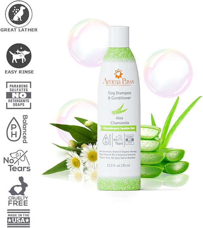 Dog Shampoo and Conditioner - Tearless Dog Shampoo for Cleansing, Grooming, and Conditioning Sensitive Skin - Moisturizing Shampoo for Dogs and Puppies - Fragrance-Free 13.5 oz