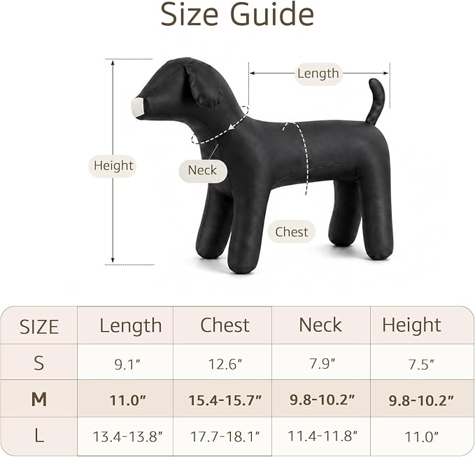 Dog Mannequin PU Pet Clothing Display Stand Cute Dog Hangers for Clothes Store Leather Pet Sewing Mannequin Durable Puppy Standing Model (Black, Medium)