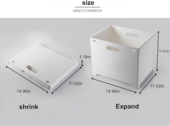 Multi-Functional Foldable Hanging Storage Basket - Portable Laundry Hamper / Pet Toy Organizer / Car Storage Bin | Food-Grade PP Material, Diamond Reinforced Base (Includes 2 No-Trace Hooks)（White）