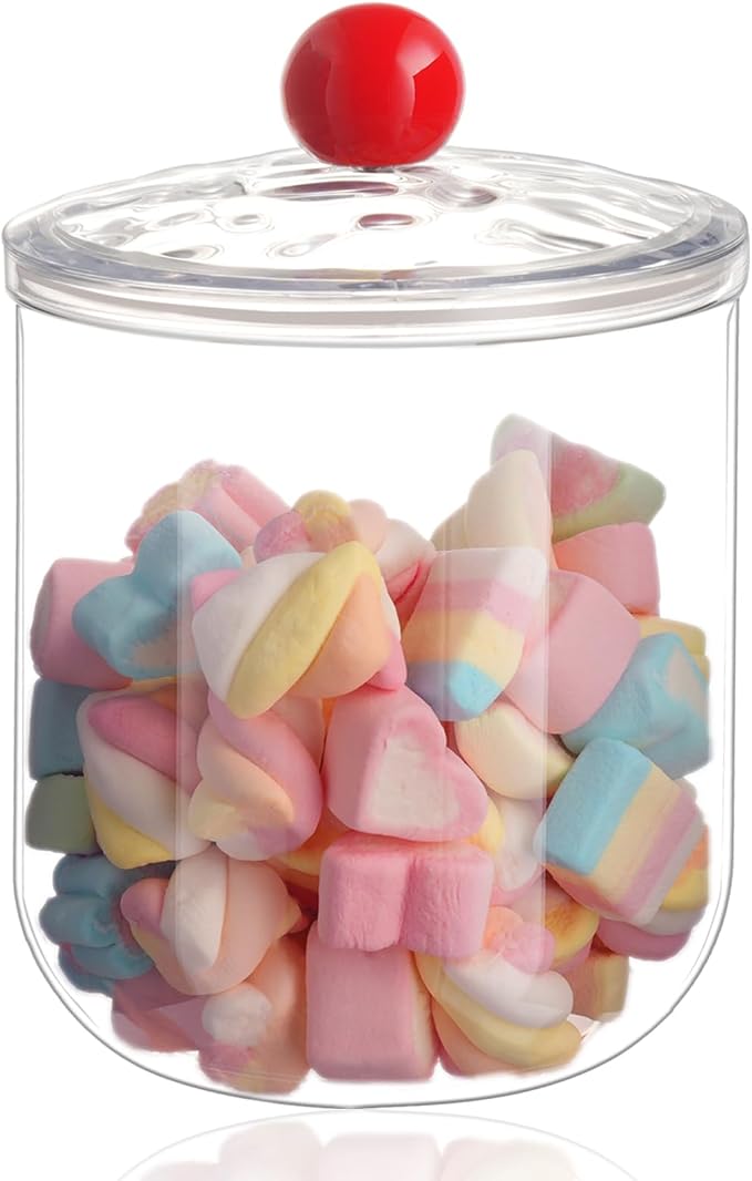 47 Oz Candy Jars with Lids - Clear Plastic Cookie Storage Containers Airtight Apothecary Canisters for Kitchen Home Decorative Pantry Office Party Organize Sugar Tea Coffee Snacks