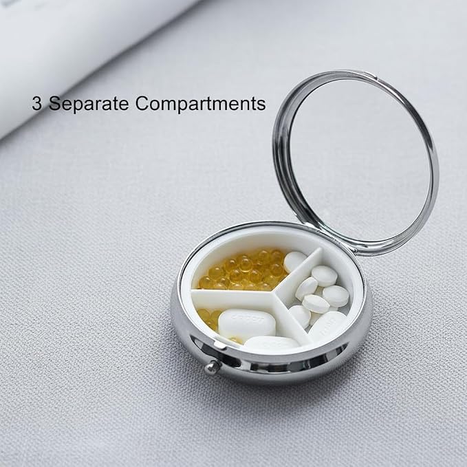 Maltese Dog Small Box for Pill,3 Compartment Pill Case Travel Medicine,Portable Pocket or Purse Pill Organizer Container Holder Hold Vitamins, Medication, Fish Oil Supplements