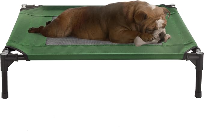 Elevated Dog Bed ? 30x24 Portable Bed for Pets with Non-Slip Feet Indoor/Outdoor Dog Cot or Puppy Bed for Pets up to 50lbs by Petmaker (Green)