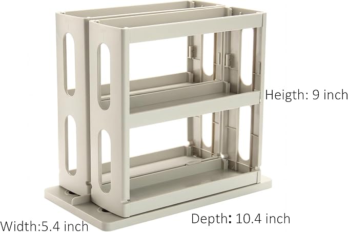 Dutiplus Spice Rack Organizer 2 tier Seasoning Holder, Pull and Rotated Storage Cabinet for Kitchen Bathroom Countertop 9”H x 5.8”W x 10.4”D (Dust Gray)