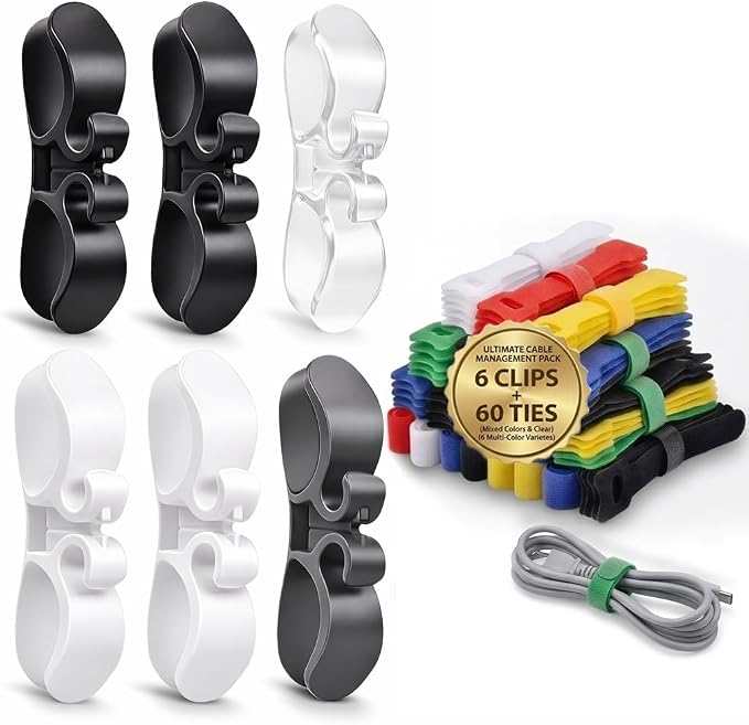 66 PCS Cord Organizer for Appliances Kit - Includes 6-Pack Appliance Cord Wrap & 60-Pack Multicolor Reusable Cable Ties - Universal Cord Organizer for Appliances, Home, Office & Kitchen