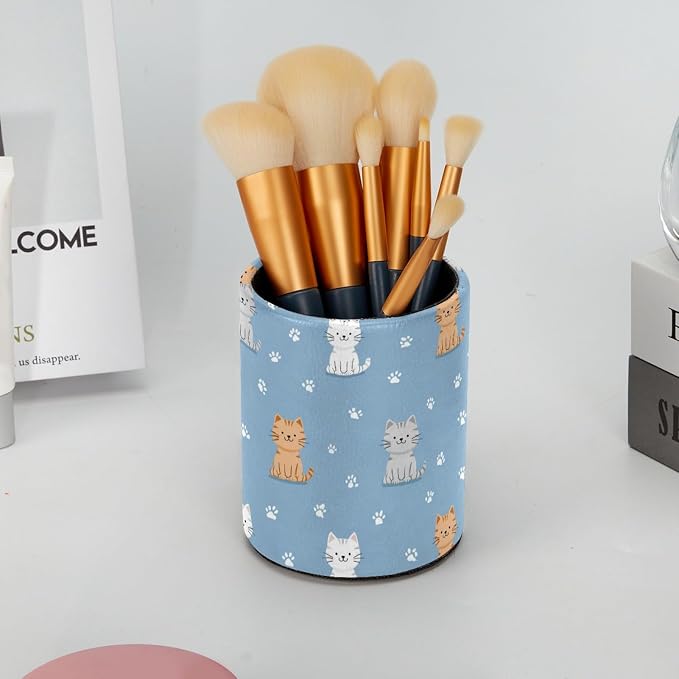 Cute Cat Pen Holder, Pencil Cup Marker Brush Holder Desk Storage Case, Desktop Organizer for School Office Home Supplies