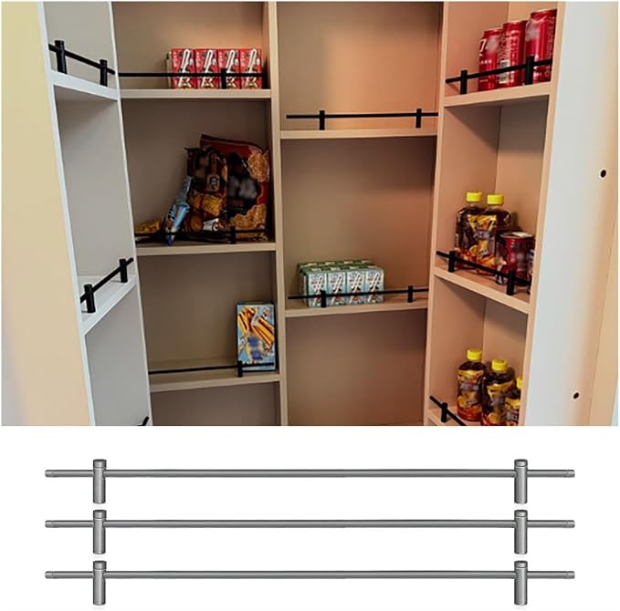 Boohelf Guard Rail Set - Easy Install Tipping Shelf & Cabinet Fence for Kitchen & Bathroom Storage - Round Bar Decor for Home Organization