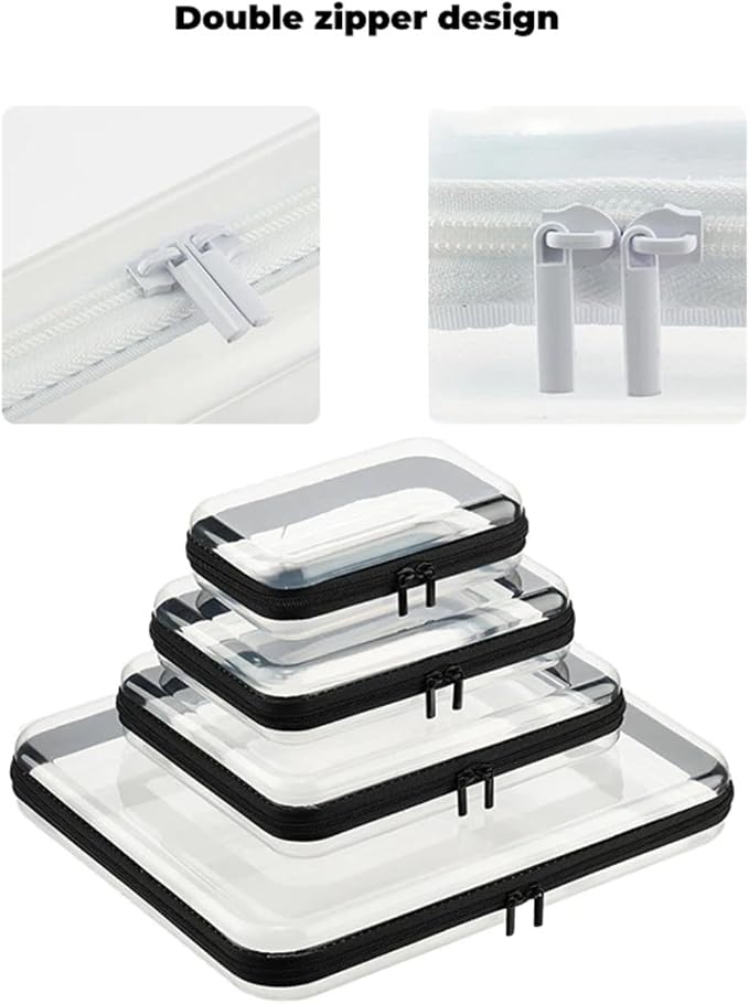 4 PCS Set PET Travel Storage Boxes for Clothing, Cosmetics, Desktop Storage, Cleaning, and Display