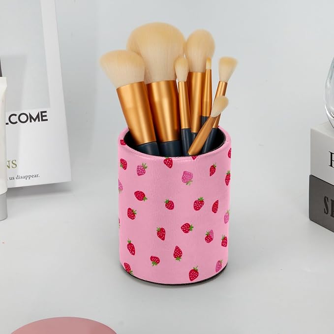 Strawberry Pen Holder, Pencil Cup Marker Brush Holder Desk Storage Case, Desktop Organizer for School Office Home Supplies